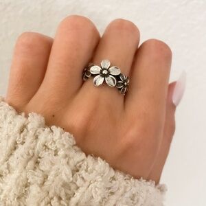925 Sterling Silver Vintage Flower Ring Dainty Minimalist Ring